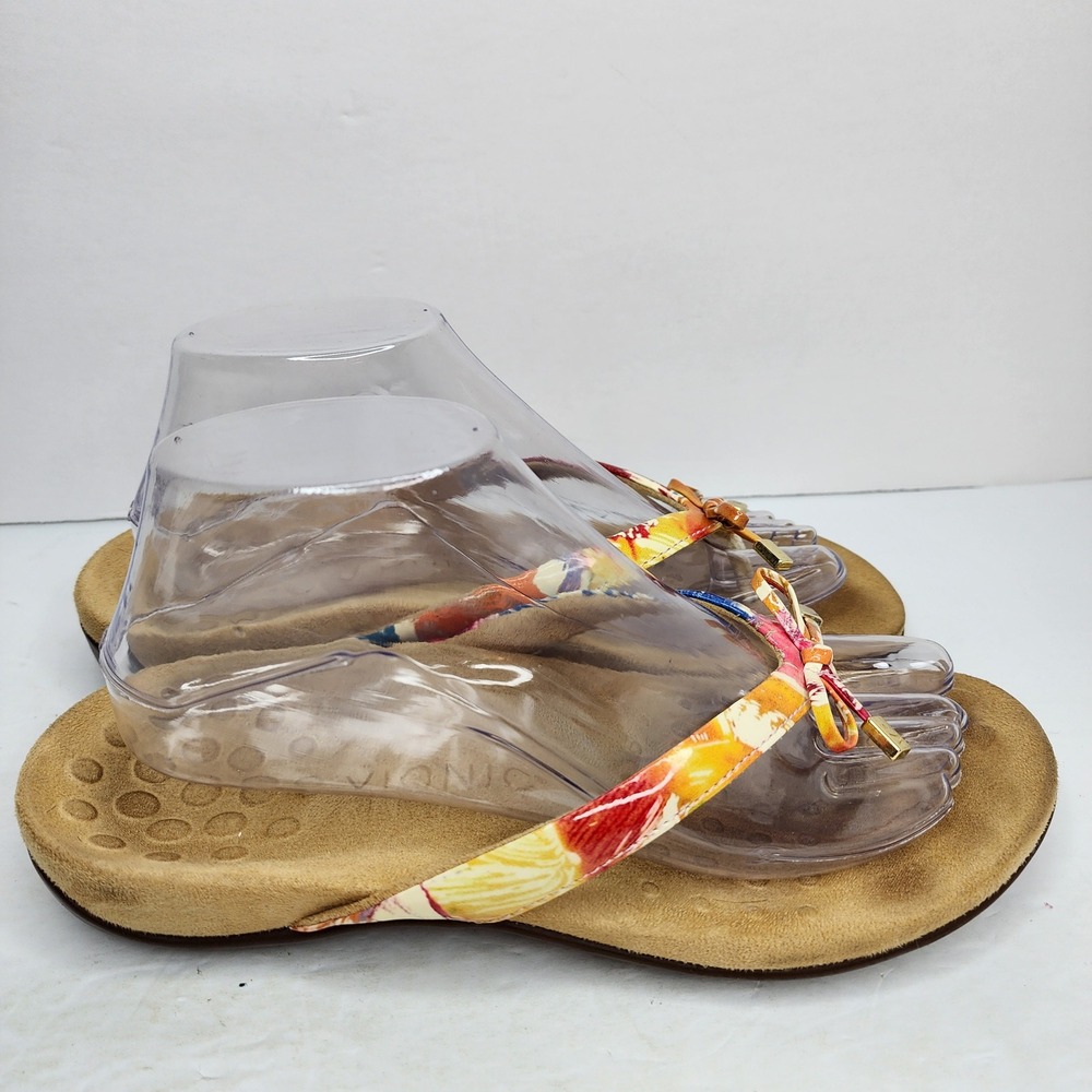 Vionic Bella II Sandal Womens 8 Multi Color Floral Orthotic‎ Bow Flip Flop Thong - Picture 3 of 9